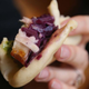 Maple-glazed pork belly in a steamed bun